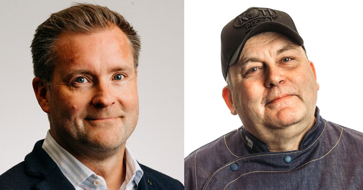 Kotipizzan liiketoiminnan kehitysjohtaja Janne Reimari ja laatu- ja tuoteturvallisuuspäällikkö Heikki Sikström. Kuvat: Kotipizza Group